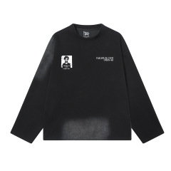 Jiayiku メンズ 2025 秋の新アメリカンストリートファッションブランド tシャツウォッシュドカルチャーシャツパロディープリント Tシャツ男性用