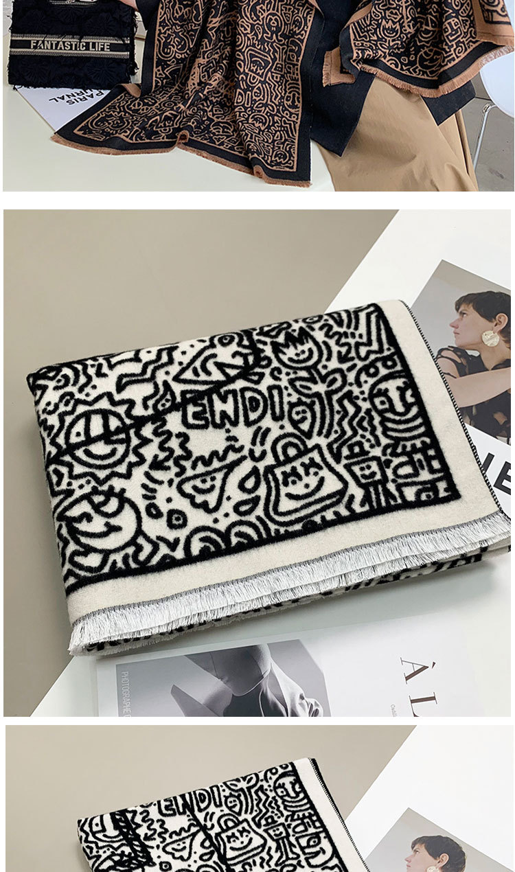 Women's Double Sided Winter Scarf Thick Warm Imitation Cashmere_voghion.com