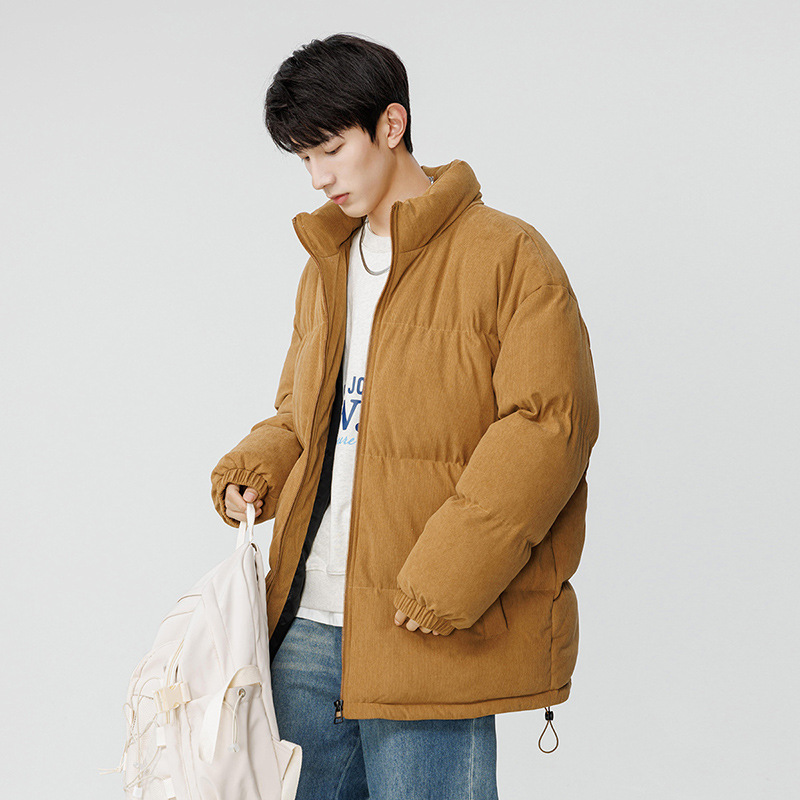 Más rápido 2023 Invierno de moda abrigo de algodón acolchado de los hombres engrosado cálido pana de los hombres jóvenes y de mediana edad abrigo de algodón acolchado de pana