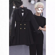 学院风西装连衣裙子女装2025秋冬过新年战袍赫本小黑裙收腰显瘦