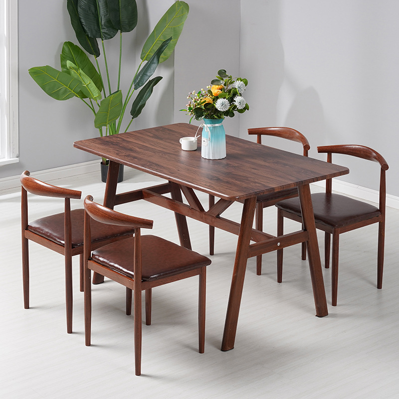 Mesa de comedor combinación de mesa rectangular mesa cuadrada mesa de hierro forjado silla de toro mesa de comedor mesa de comedor económica pequeña casa