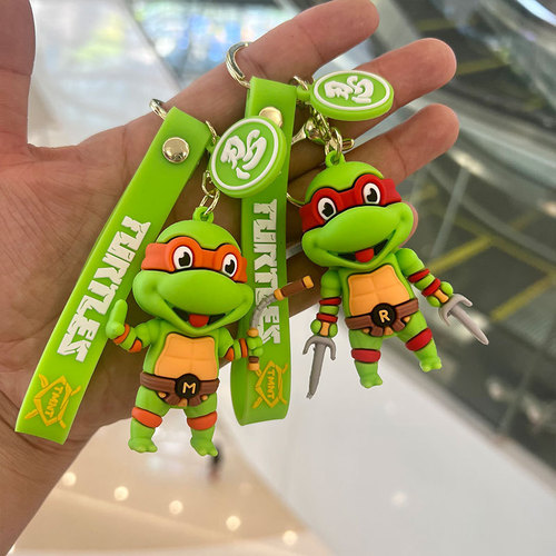 Japanese anime Ninja Turtles keychain ornament cartoon resin figure car personalized student book bag pendant decoration