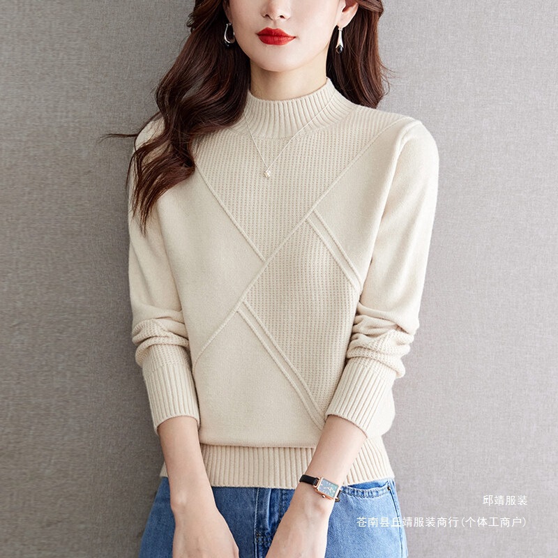 2026 new loose-fit, fashionable knit innerwear top, trendy half-turtleneck sweater for women, autumn and winter collection 2026 new loose-fit, fashionable knit innerwear top, trendy half-turtleneck sweater for women, autumn and winter collection