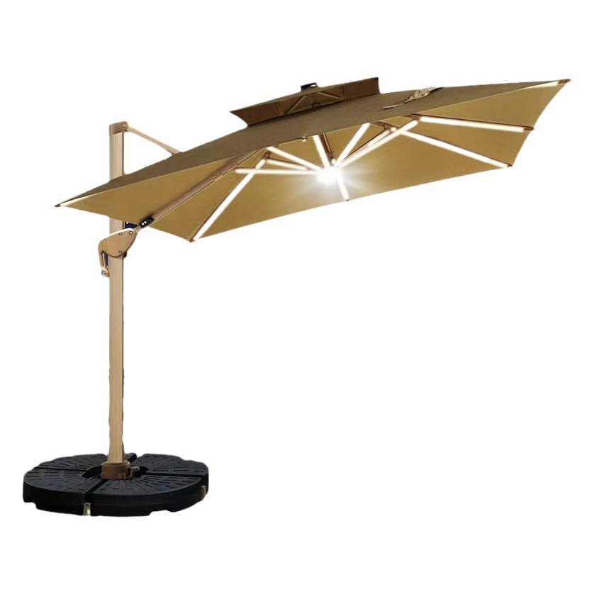 Sombrilla al aire libre paraguas de jardín con luz solar barra de luz LED al aire libre Villa Terraza Jardín gran paraguas Romano image 1