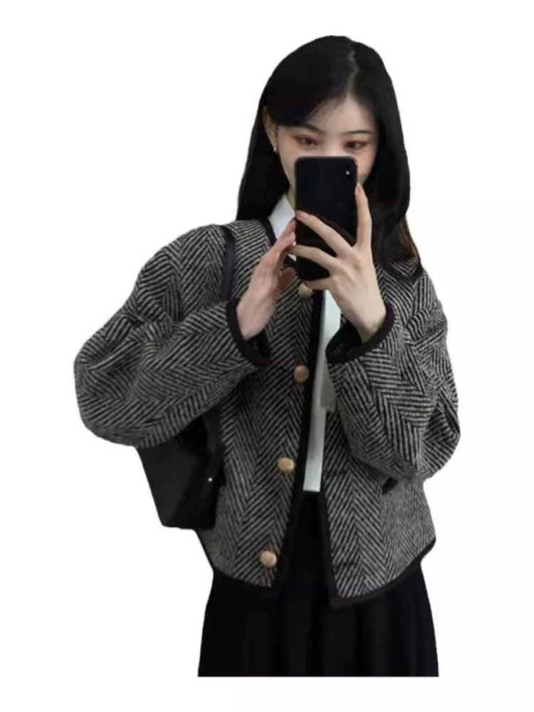 Черная осенняя куртка, демисезонное термобелье, стиль Chanel, для подростков