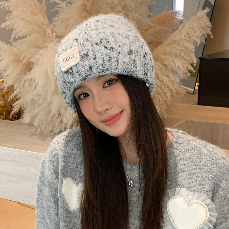 冬季帽子女加绒加厚针织帽护耳保暖时尚一体帽大头围显脸小毛线帽|undefined
