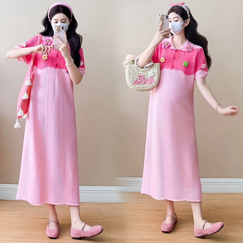 Maternity Wear Summer Dress 2026 Summer Outerwear Fashionable New Style Cute and Sweet Dress Mid-Length Stretch Knitted Dress