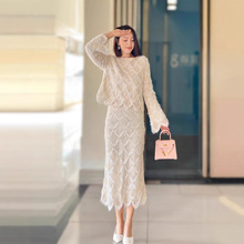 上衣气质时尚高级名媛小众网纱钉珠女装加绒加厚毛衣8133+8142