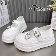 7cm厚底增高小个子女鞋松糕鞋一字扣玛丽珍鞋单鞋真皮板鞋小白鞋