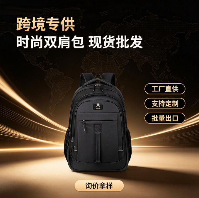 Wholesale men's backpacks for export, large capacity, with dual shoulder straps, USB charging port, suitable for business, computers, and casual use