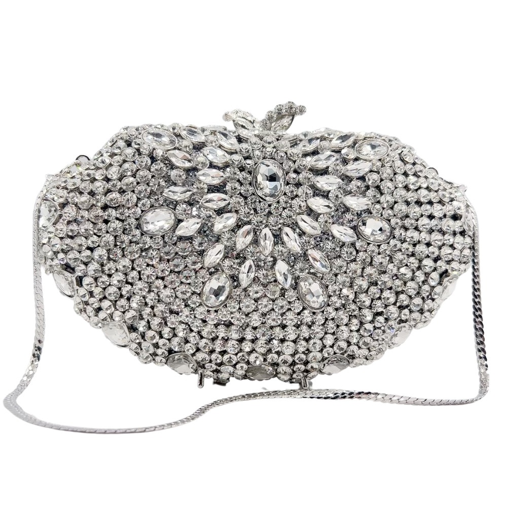 Bolsa de piedra bolsas de cristal metal hueco diamantes bolsas de cena vestido de cena bolsas de mano plata
