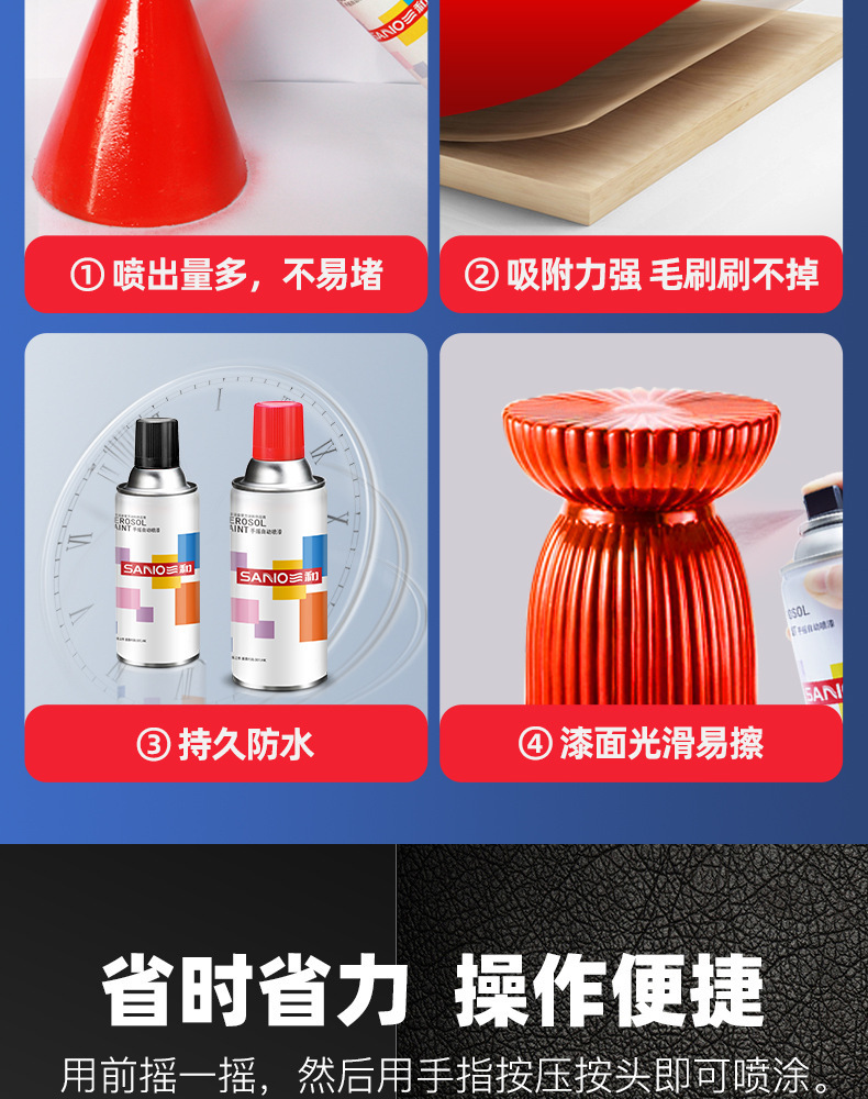 Sanhe Self-Spray Paint for Cars, Graffiti Metal Anti-Rust Paint, Black and White Wall Paint, Car Paint Brand