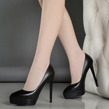 可日常黑色单鞋2024夏新款女鞋尖头性感宴会夏细高跟防水台超高跟