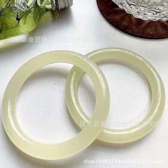 Source factory Fanfan ice species Afghanistan jade bracelet round strip -through powder bracelet will sell gifts to live broadcast supply