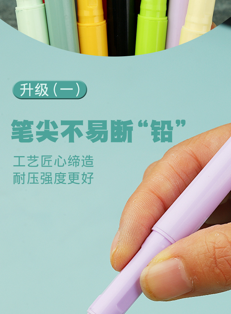 跨境彩色永恒铅笔12色可擦正姿彩铅儿童彩色笔不用削学生绘画铅笔详情6