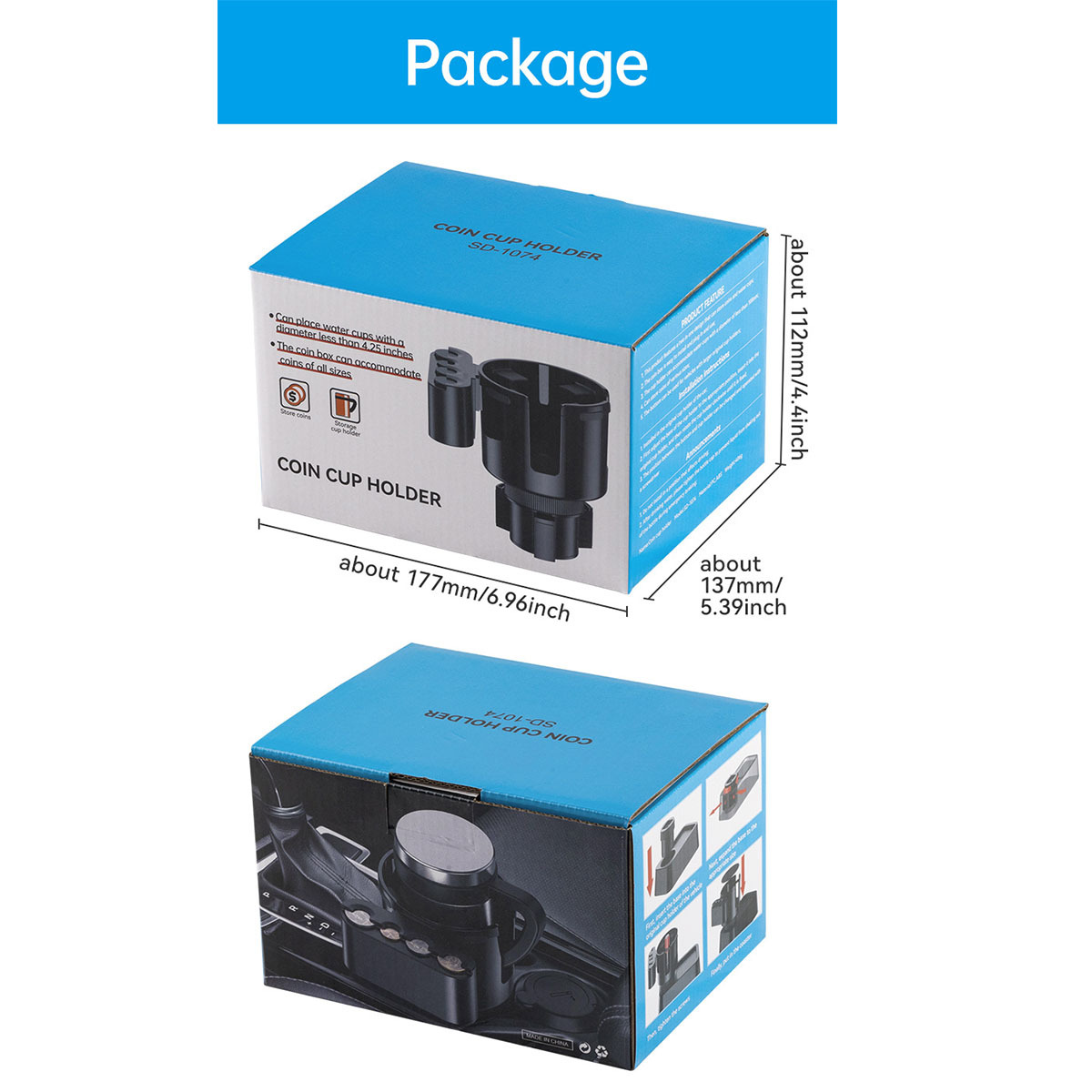 Car multi-function cup holder large car center console cup holder kettle bracket car coin box cup holder