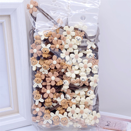 20 Korean version of cute cartoon milk tea color card hair bands spring color rubber bands wholesale from supermarket 2 yuan store