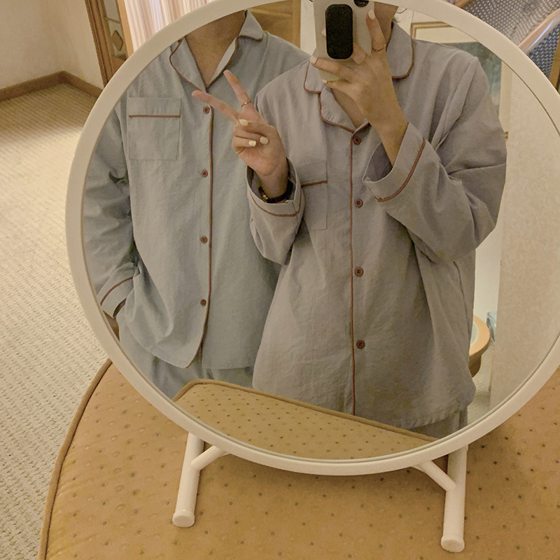 Product details_Actual shot #新品# Men’s comfortable and loose striped early autumn pajamas and home clothes set