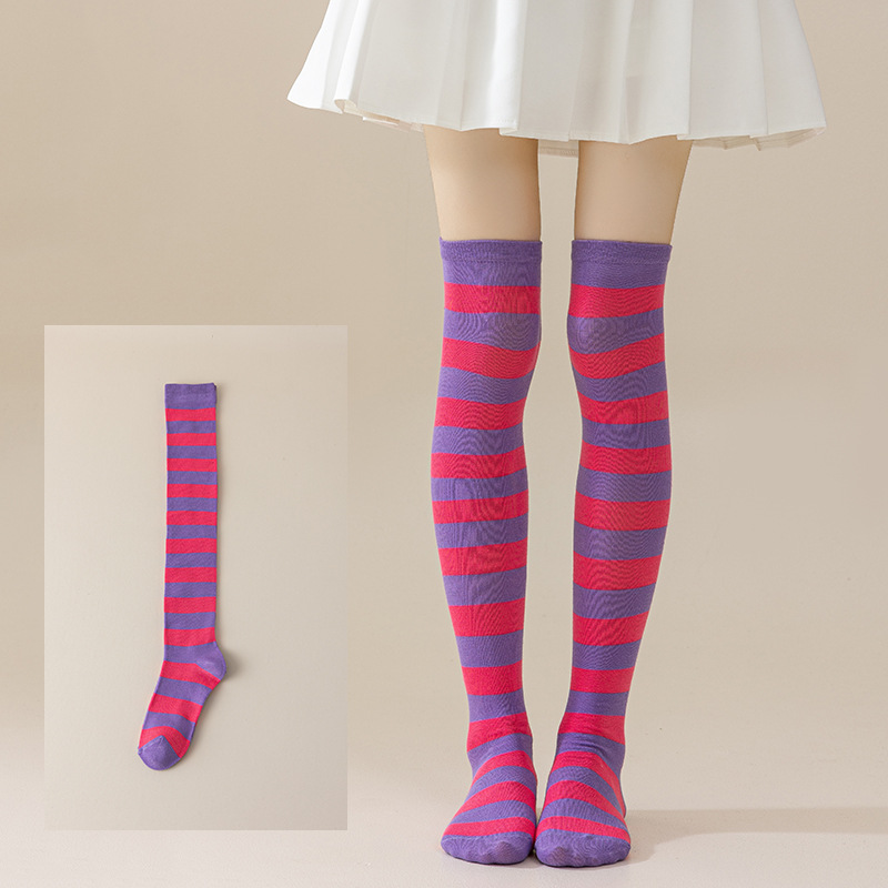 Calcetines Largos Bucaneras a Rayas para Mujer de Poliéster y Spandex, Absorción del Sudor, para Cosplay image 9