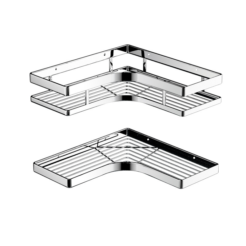 Cross-Border Punch-Free Bathroom Storage Rack Thickened Flat Bar Tripod Bathroom Corner Storage Rack Hanging Kitchen Corner Rack