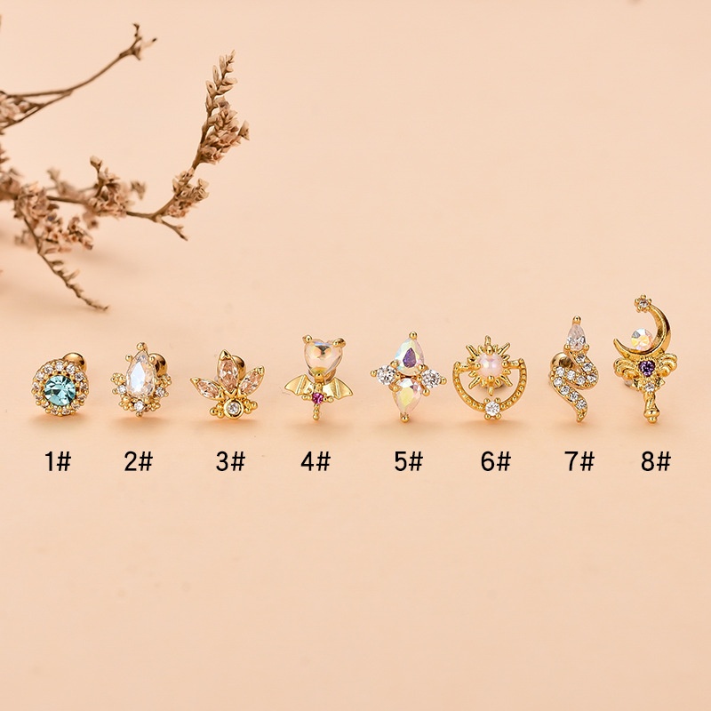 Fashion Water Droplets Flower Stainless Steel Copper Plating Inlay Zircon Ear Studs 1 Piece display picture 5