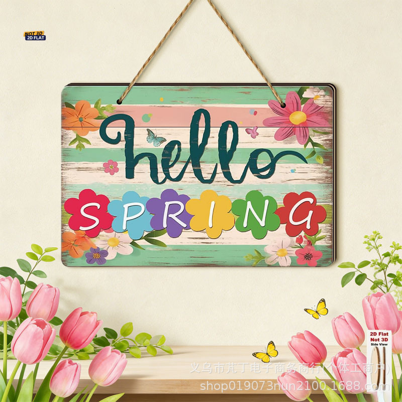 Cross-border Spring Welcome Wooden Sign with Distressed Striped Base, Butterfly and Floral English Slogan for Courtyard and Front Door Decoration Cross-border Spring Welcome Wooden Sign with Distressed Striped Base, Butterfly and Floral English Slogan for Courtyard and Front Door Decoration