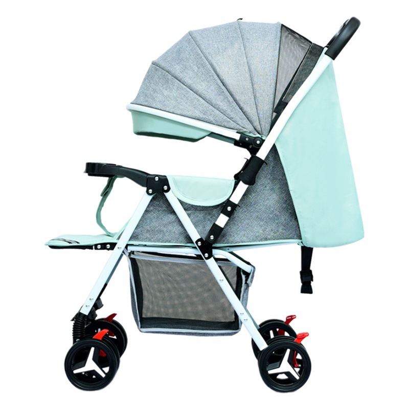 Cochecito para bebé de cuatro ruedas, ligero y plegable, se puede usar para sentarse y acostarse, se puede empujar y tirar, con función de caminar en dos direcciones.