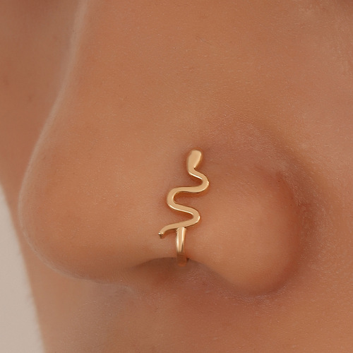 European and American non-perforated geometric U-shaped nose clip copper inlaid zircon letter butterfly snake-shaped nose ring fake nose piercing jewelry