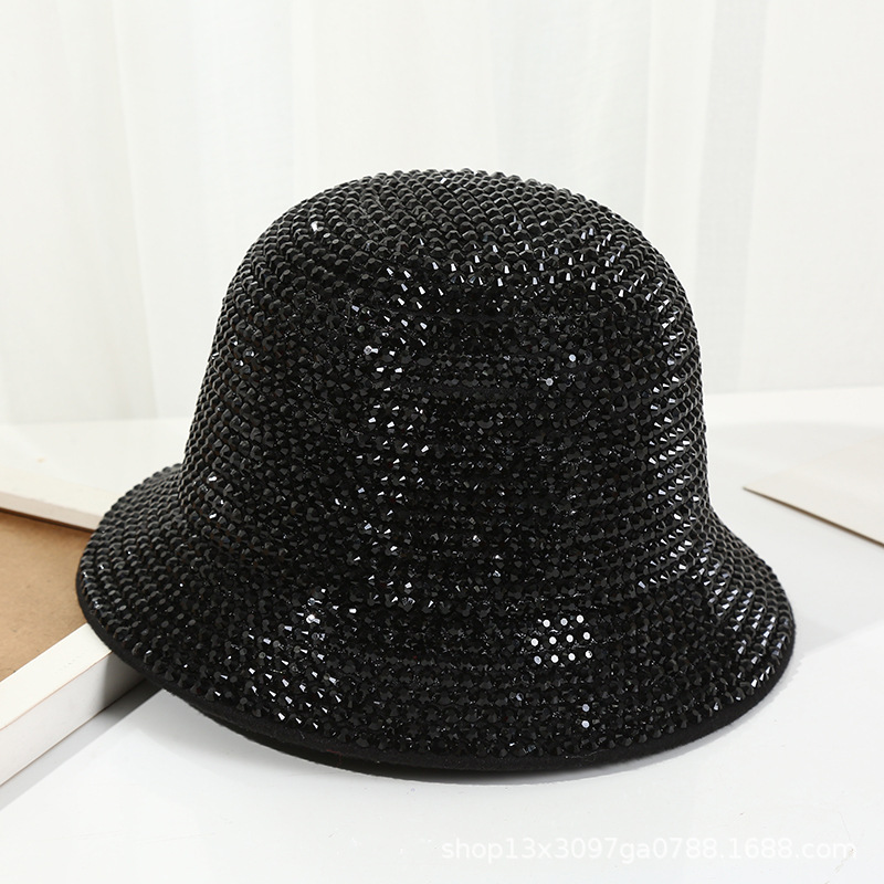 Sombreros de sol de verano transfronterizos europeos y americanos, sombreros de pescador vintage con diamantes de imitación, sombreros de baile callejero para mujer, estilo ins al por mayor.