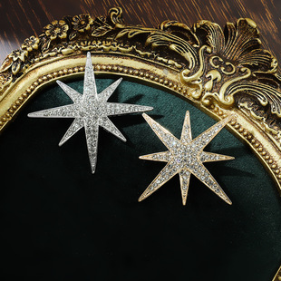 New high-end exquisite alloy rhinestone eight-pointed star brooch, temperament and versatile women's clothing corsage jewelry pin