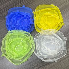 クロスボーダーの人気シリカゲル食品保存蓋六点セットの円形ガラス食器蓋冷蔵庫密封保存フィルムメーカーのロット
