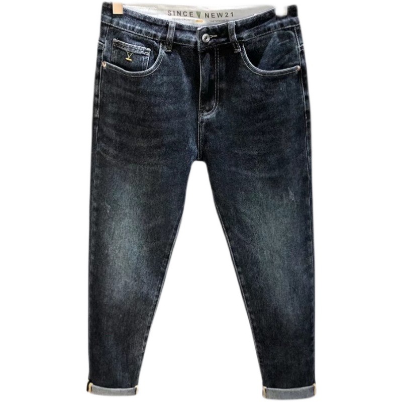 Jeans, Herren Frühjahrskollektion, neue trendige Markenhosen, elastische und vielseitige Slim Fit Hose mit kleinem Bein_voghion.com