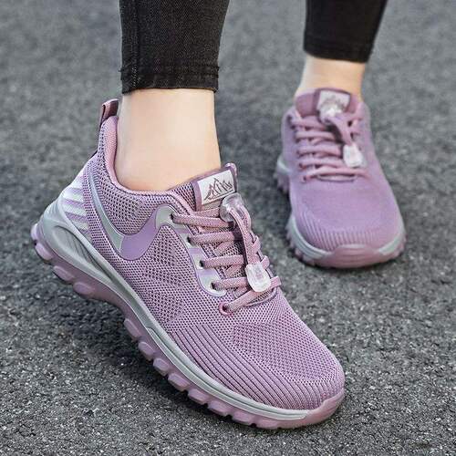 Women's Spring and Autumn Air-Permeable Anti-Slip Soft Sole Mesh Mother's Middle-Aged Elderly Footwear Exercise Sneakers Leisure Walking Shoes