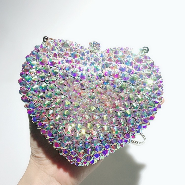 * BL119 amor en forma de corazón bolsas de diamante de cristal bolsas de cena bolsas de mano chaîne de diamantes hechas a mano