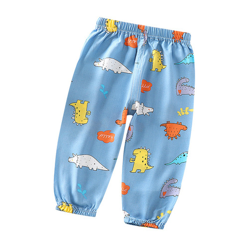 Summer mosquito-proof pants for babies, lantern pants for boys and girls, long pants, cotton fabric, breathable, 9-inch pants, air conditioner pants for children