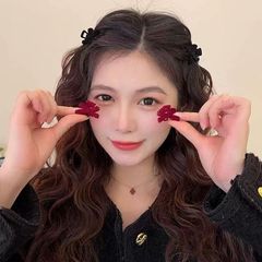 Princess head bow hair clip forehead fringe clip side clip hair pin red velvet hair clip fringe hair clip