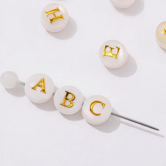 6Mm/8Mm Horizontal Hole Freshwater Shell Oil Letter Beads Double-Sided Hot Stamping Dripping Glaze Hot Selling DIY Beads Loose Beads