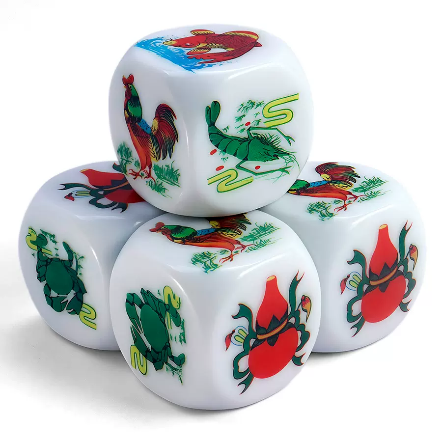 厂家批发印刷鱼虾蟹图案圆角直角UV彩丝印Logo骰子色子亚克力骰子