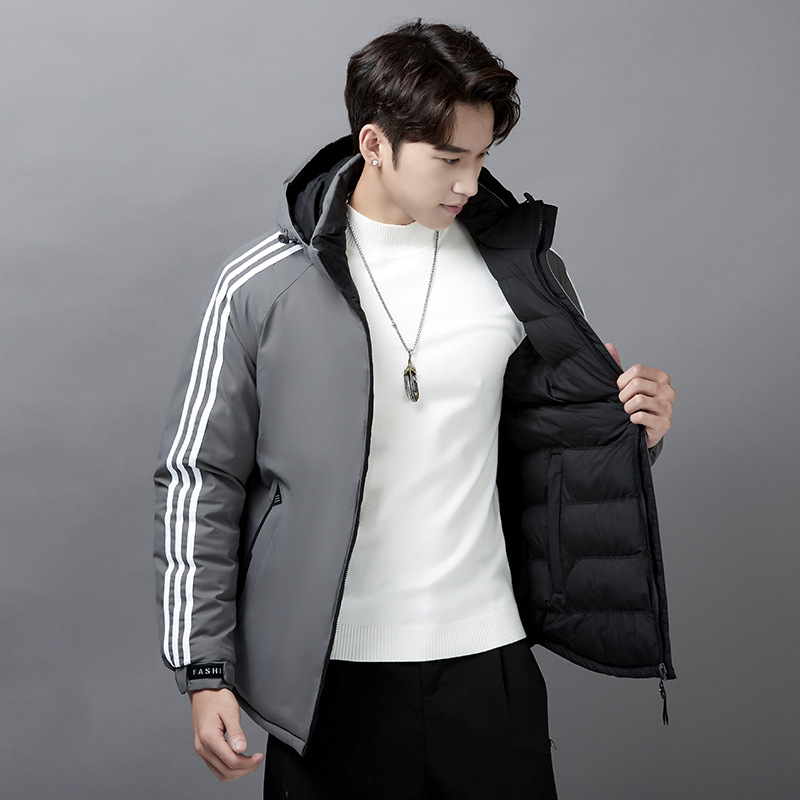 Abrigo de algodón acolchado para hombre nuevo abrigo de invierno desmontable sombrero suelto abrigo de algodón acolchado ropa de doble cara engrosada más tamaño