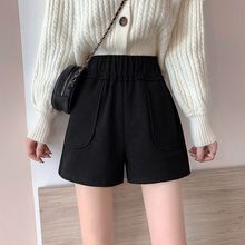 毛呢短裤女冬款高腰2025新款秋冬季外穿显瘦黑色百搭洋气打底靴裤