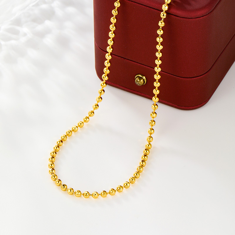 Cadena de cuentas redondas de estilo europeo y americano, chapada en aleación de 24k, de Xuping, nueva moda, sencilla, ligera, de lujo, al por mayor.