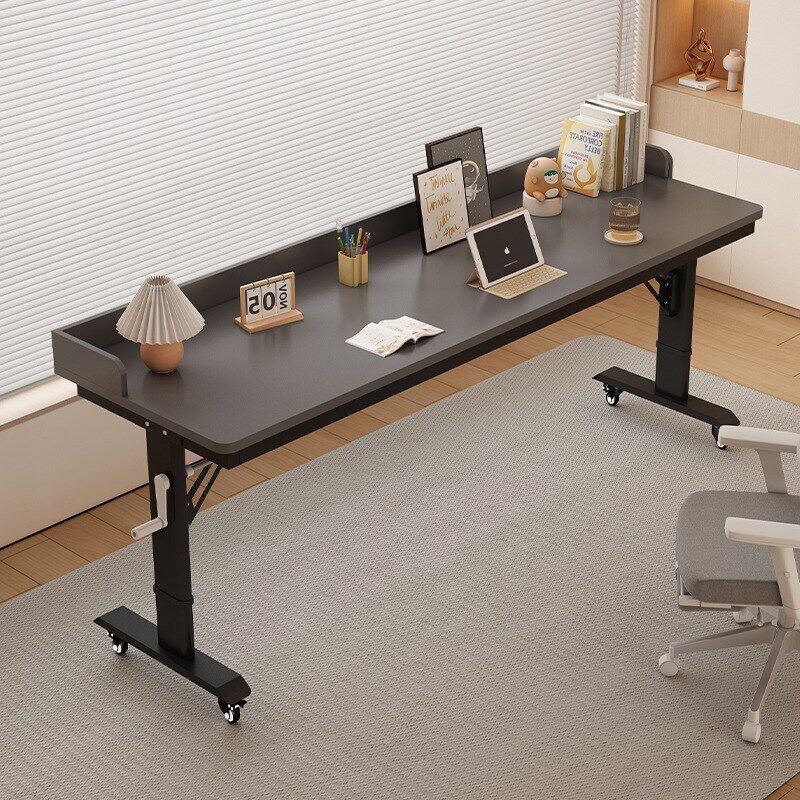 Double-person simple study desk for computer, wall-mounted, movable, adjustable height, office desk, workbench, bedside lazy bed table