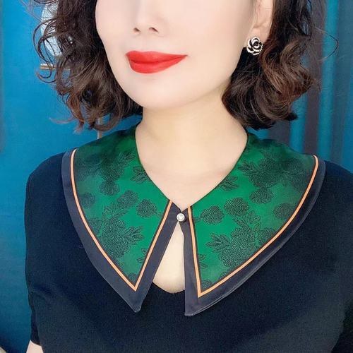 Fashionable and Versatile Satin Collar with Pearl Buttons, Double-layer Collar for Summer Sun Protection, Decorative Neck Scarf, Factory Direct Shipping