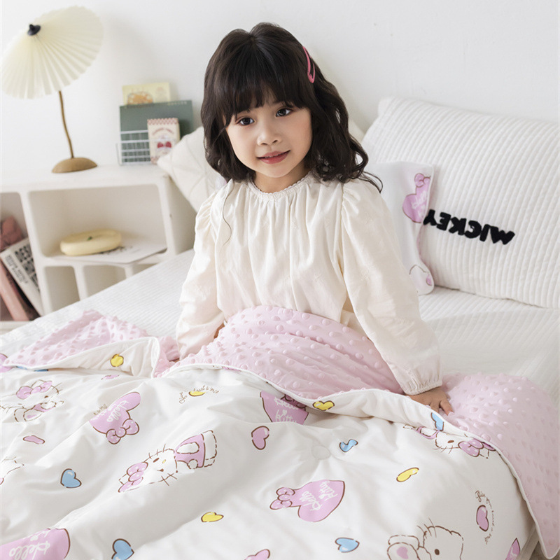 Sanrio kt felino seda helada frijoles edredón de verano niños dibujos animados edredón de verano bebé edredón de aire acondicionado de verano edredón delgado