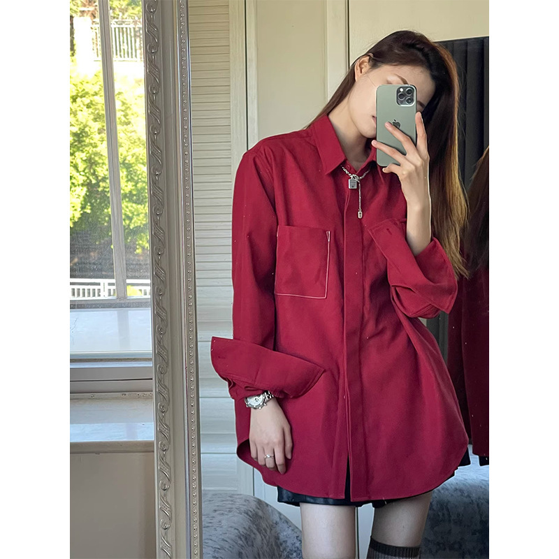 New Year Needs a Good Luck Red Shirt 2025 Autumn and Winter Layered Casual Shirt Jacket New Year Needs a Good Luck Red Shirt 2025 Autumn and Winter Layered Casual Shirt Jacket