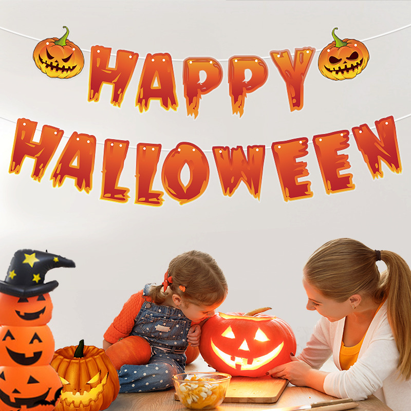 クロスボーダーハロウィンパーティー装飾用品ハロウィンハロウィンカボチャ装飾アレンジメントレターバナーフラワーフラグ|undefined