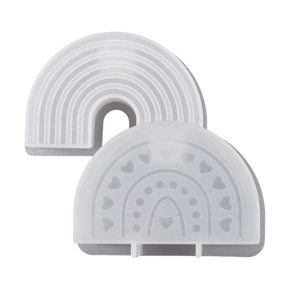 428C resina epoxi vela molde alto espejo curvado raya arco iris candelabro de silicona al por mayor