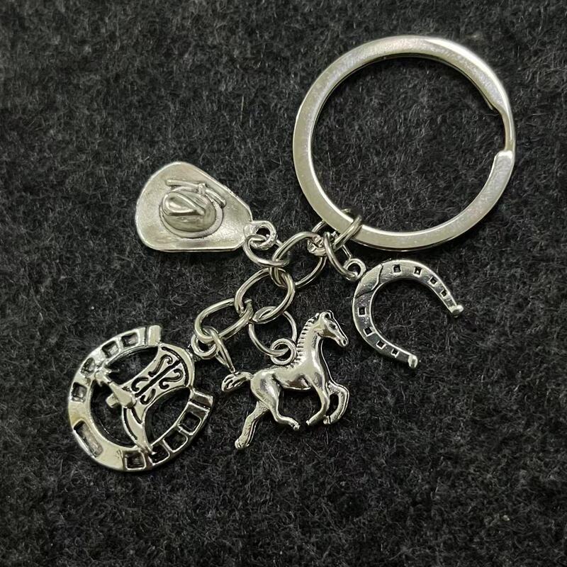 Amazon Cross-Border Best-Selling Cactus Cowboy Hat Boots Horseshoe Pistol Horse Head Western Cowboy Keychain