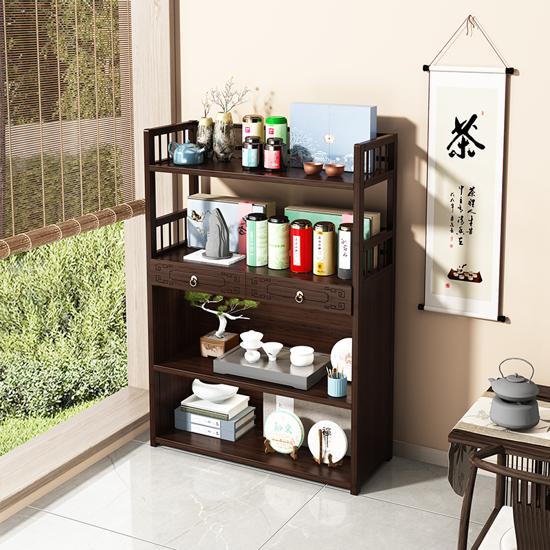 ✅茶架子置物架客厅小型博古架多层茶叶收纳柜茶室茶具架茶叶展示