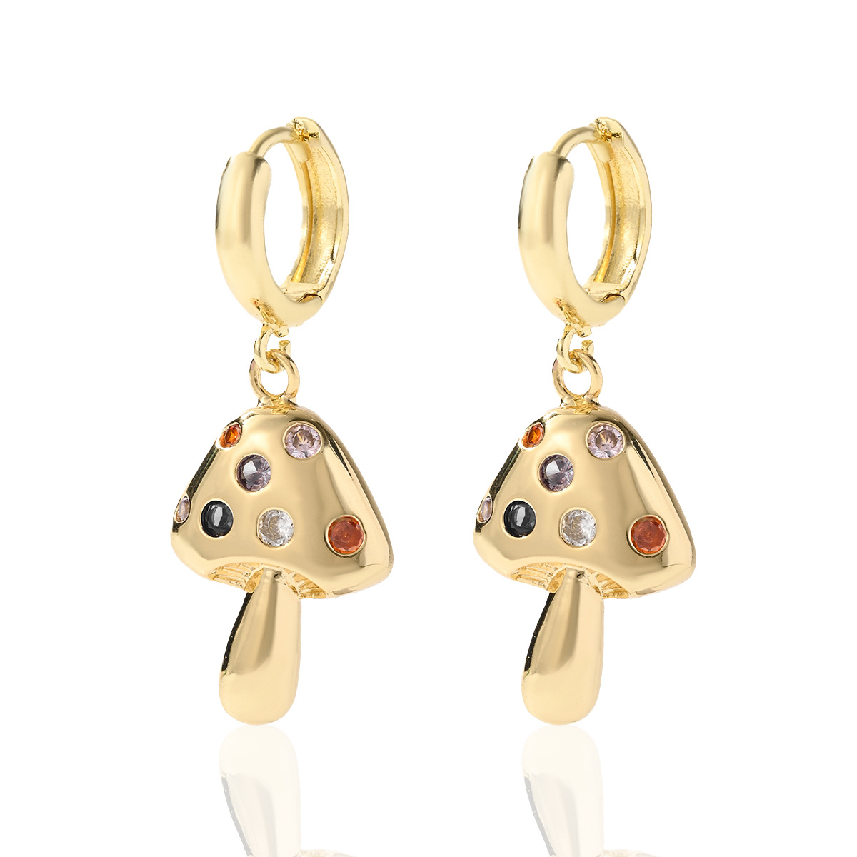 All Seasons Season Women's Gender 1 Pair Simple Style IG Style Insect Heart Shape Mushroom Enamel Inlay Copper Zircon Drop Earrings